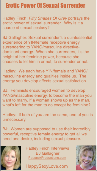 Secret of sexual ecstasy depends on male female energy exchange.  HappySexyLove.com